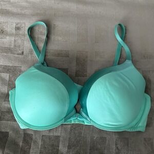 Self Expressions By Maidenform Bra Women 38D Green Aqua T-Shirt Padded Underwire